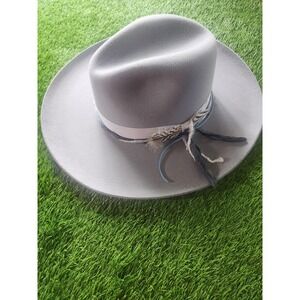 Stetson Fedora Hat Mens L Gray Oceanus Wool Felt Wide Brim Western Lined